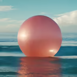 a big ball is in the middle of the water