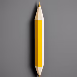 a pencil with a yellow tip is attached to the side of a gray wall