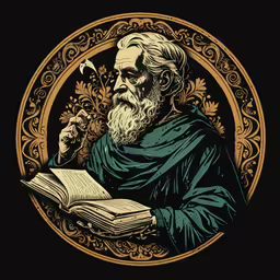 an old man holding an open book while wearing a green cloak