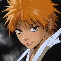 an anime male with brown hair and white eyes
