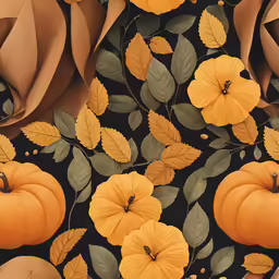 the fall leaves and pumpkins are very elegant