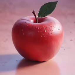 an apple that has water droplets on it
