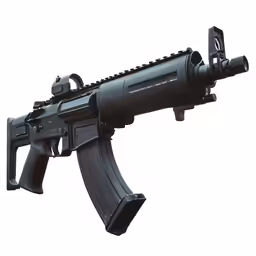an ake rifle that has been painted black