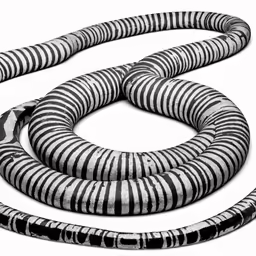 a snake tail and a striped tube for a snake - like snake
