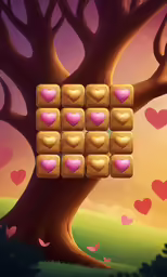 the image shows the squares on the tree that are separated by hearts