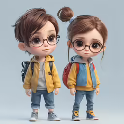two small children in school clothes are posing