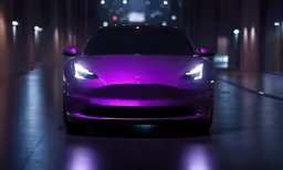 a car that is lit up in the dark