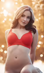 a girl in a red bikini posing for a photo