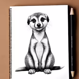 a drawing of a meerkat in black and white