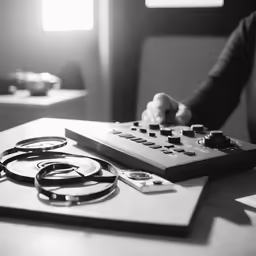 black and white photograph of an electronic device