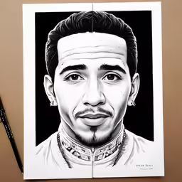 a man is depicted in a black and white picture