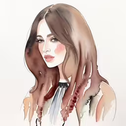 a woman with long hair is wearing a white shirt