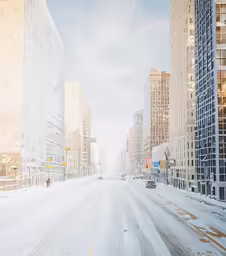 a street in the winter with some snow