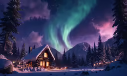the sky above a house and mountains at night