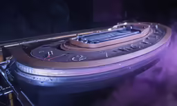 an electronic device with purple smoke on top of it