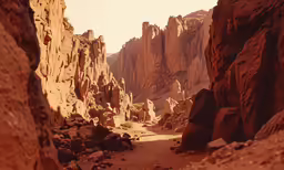 some large rock formations on a dirt road