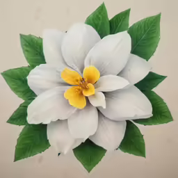a white and yellow flower is seen on display