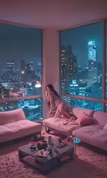 an image of a woman sitting on the couch