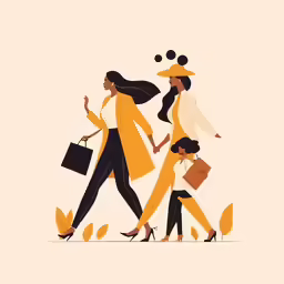 four women walk together on the street