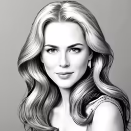 a portrait of a woman with long blonde hair