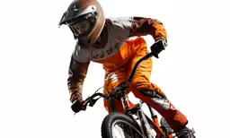 a man riding a bike up the side of a ramp