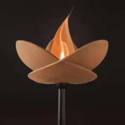 a lamp that has some fire burning in it
