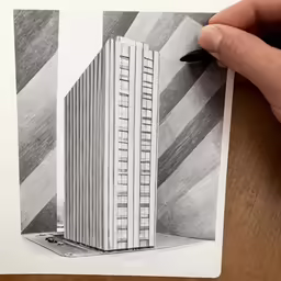 drawing a building using a pen