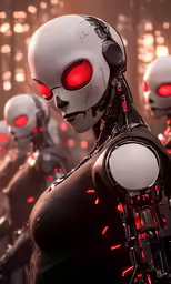 a group of sci - fil - like humanoids with red eyes