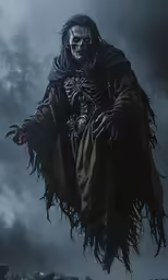 a dark evil zombie walking in the night