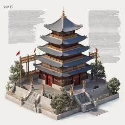 an illustration of a building on the side of a wall