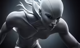 3d woman in white bodysuit and wings, digital rendering
