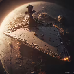 a space station on the surface in a sunset