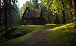 a house in a field of green grass