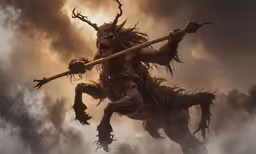 an image of a creature on a horse