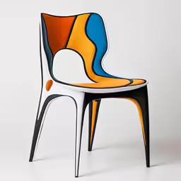 an upholstered chair with different colored materials