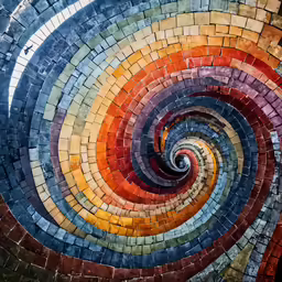 a spiral design is shown in multicolors