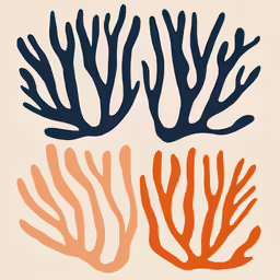 a coral and some other corals on a white background