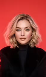 an attractive blond haired woman with a short, wavy bob