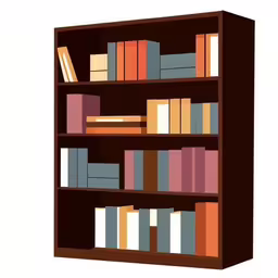 a brown bookcase with lots of books on top,a tall brown book shelf holding lots of books