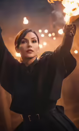 an image of woman holding fire in her hand