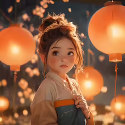 a woman that has some kind of lamp