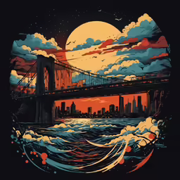 an image of the city on the water with clouds