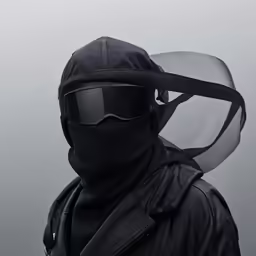 man in the form of a motorcycle helmet wearing sunglasses