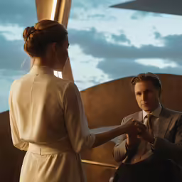 two people standing side by side one is dressed in a suit and the other a suit