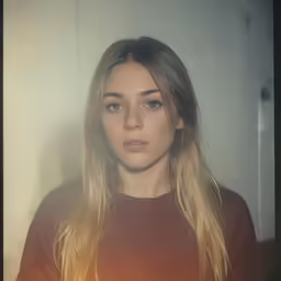a beautiful young blonde woman looking at the camera