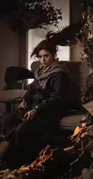there is a woman that is sitting down