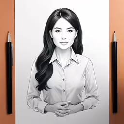 an image of a woman in a shirt on a paper