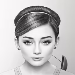 a woman with scissors in her hair is drawn