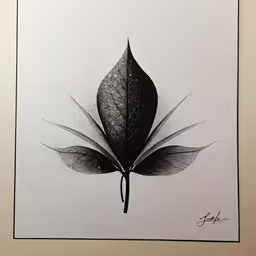 a leaf with some very interesting designs on it