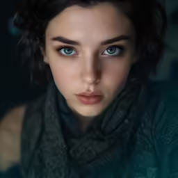a portrait of a girl wearing a scarf